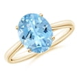 thumbnail image 1 of ANGARA Natural Oval Solitaire 2.2 ct Aquamarine Engagement Ring in 14K Yellow Gold for Women (Size-10x8mm) | March Birthstone, Birthday, Anniversary, Jewelry Gift for Women | Natural Aquamarine Ring, 1 of 7