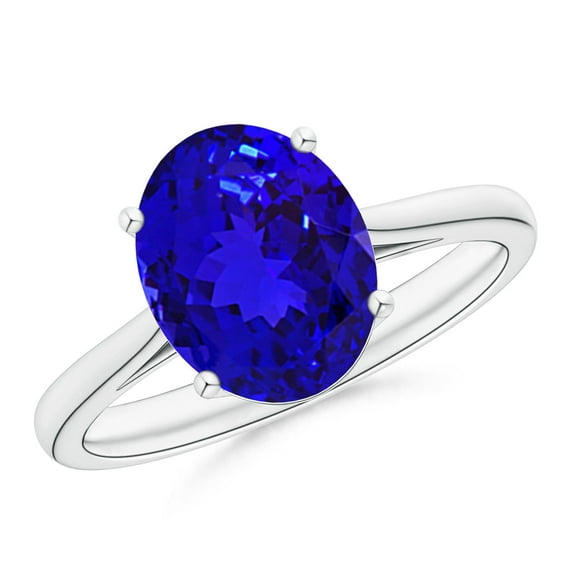 ANGARA Natural Oval Solitaire 2.9 ct Tanzanite Cocktail Ring in 925 Sterling Silver for Women (Size-10x8mm) | December Birthstone, Anniversary, Jewelry Gift for Women | Natural Tanzanite Ring