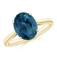 thumbnail image 1 of ANGARA Natural Oval Solitaire 3.25 ct London Blue Topaz Cocktail Ring in 14K Yellow Gold for Women (Size-10x8mm) | November Birthstone Jewelry for Women | London Blue Topaz Ring (Ring Size - 10.5), 1 of 10