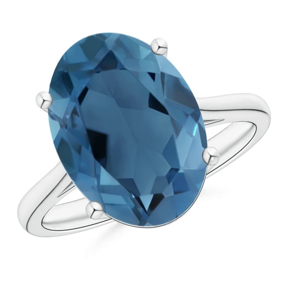 ANGARA Natural Oval Solitaire 7.2 ct London Blue Topaz Cocktail Ring in 925 Sterling Silver for Women (Size-14x10mm) | November Birthstone Jewelry for Women | London Blue Topaz Ring (Ring Size - 4.5)