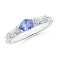 thumbnail image 1 of ANGARA Natural Oval Tanzanite Vintage Style Ring with Diamond Accents in 14K White Gold for Women (Size-7x5mm) | December Birthstone, Anniversary, Jewelry Gift for Women | Natural Tanzanite Ring, 1 of 9