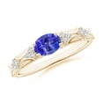 thumbnail image 1 of ANGARA Natural Oval Tanzanite Vintage Style Ring with Diamond Accents in 14K Yellow Gold for Women (Size-7x5mm) | December Birthstone, Anniversary, Jewelry Gift for Women | Natural Tanzanite Ring, 1 of 9