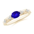 thumbnail image 1 of ANGARA Natural Oval Tanzanite Vintage Style Ring with Diamond Accents in 14K Yellow Gold for Women (Size-7x5mm) | December Birthstone, Anniversary, Jewelry Gift for Women | Natural Tanzanite Ring, 1 of 8