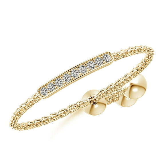 ANGARA Natural Pave-Set Diamond Bar Bolo Ring in 14K Yellow Gold for Women (Size-0.9mm | Color-K | Clarity-I3) | April Birthstone, Birthday, Anniversary, Jewelry Gift for Women | Natural Diamond Ring