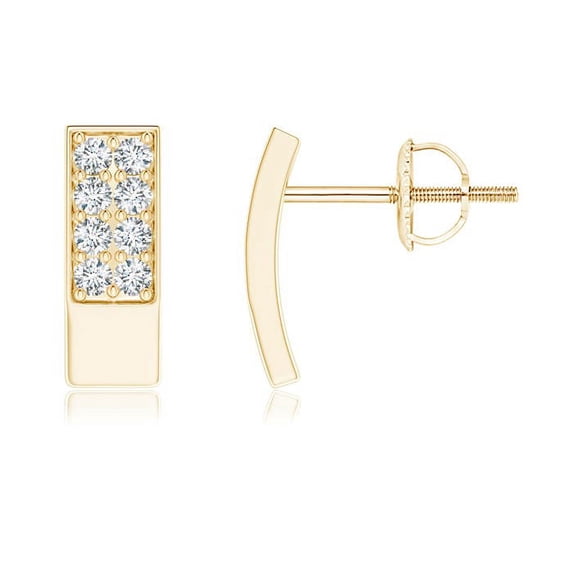 ANGARA Natural Pave-Set Diamond Curved Bar Earrings in 14K Yellow Gold for Women (Size-1.3mm| Color-G| Clarity-VS2) | April Birthstone, Anniversary, Jewelry Gift for Women | Natural Diamond Earrings