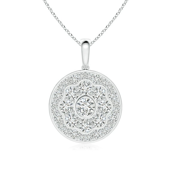 ANGARA Natural Pave-Set Diamond Fashion Pendant in 14K White Gold for Women (Size-2.9mm| Color-H| Clarity-SI2) | April Birthstone, Anniversary, Jewelry Gift for Women | Natural Diamond Necklace
