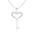 thumbnail image 1 of ANGARA Natural Pave-Set Diamond Heart Key Pendant in 14K White Gold for Women (Size-1.2mm| Color-G| Clarity-VS2) | April Birthstone, Anniversary, Jewelry Gift for Women | Natural Diamond Necklace, 1 of 7
