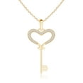 thumbnail image 1 of ANGARA Natural Pave-Set Diamond Heart Key Pendant in 14K Yellow Gold for Women (Size-1.2mm| Color-H| Clarity-SI2) | April Birthstone, Anniversary, Jewelry Gift for Women | Natural Diamond Necklace, 1 of 7
