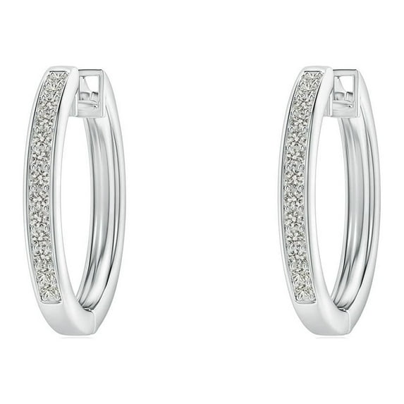 Angara Earrings - Natural Diamond Hinged Hoop Earrings in 14K White Gold for Women | April Birthstone Jewelry, Birthday, Anniversary, Jewelry Gift for Women
