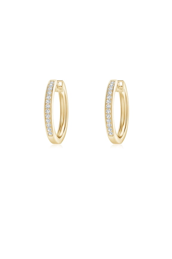 Natural Pave-Set Diamond Hinged Hoop Earrings in 18K Yellow Gold for Women (Size-0.9mm| Color-G| Clarity-VS2) | April Birthstone, Anniversary, Jewelry Gift for Women | Natural Diamond Earrings