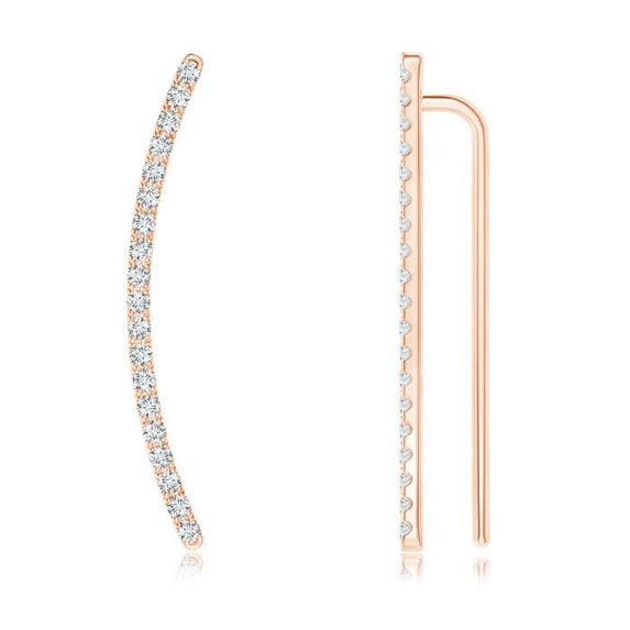ANGARA Natural Pave-Set Diamond Linear Ear Climber in 14K Rose Gold for Women (Size-0.9mm| Color-G| Clarity-VS2) | April Birthstone, Anniversary, Jewelry Gift for Women | Natural Diamond Earrings