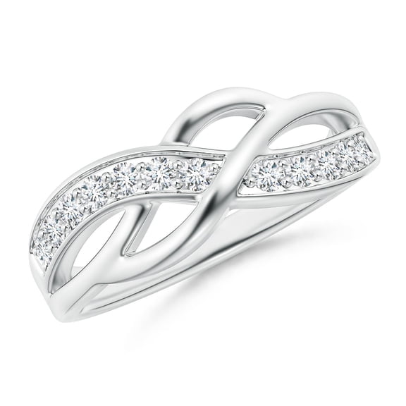 ANGARA Natural Pave Set Diamond Multi-Row Crossover Band in 14K White Gold for Women (Size-1.85mm| Color-G| Clarity-VS2) | April Birthstone, Anniversary, Jewelry Gift for Women | Natural Diamond Ring