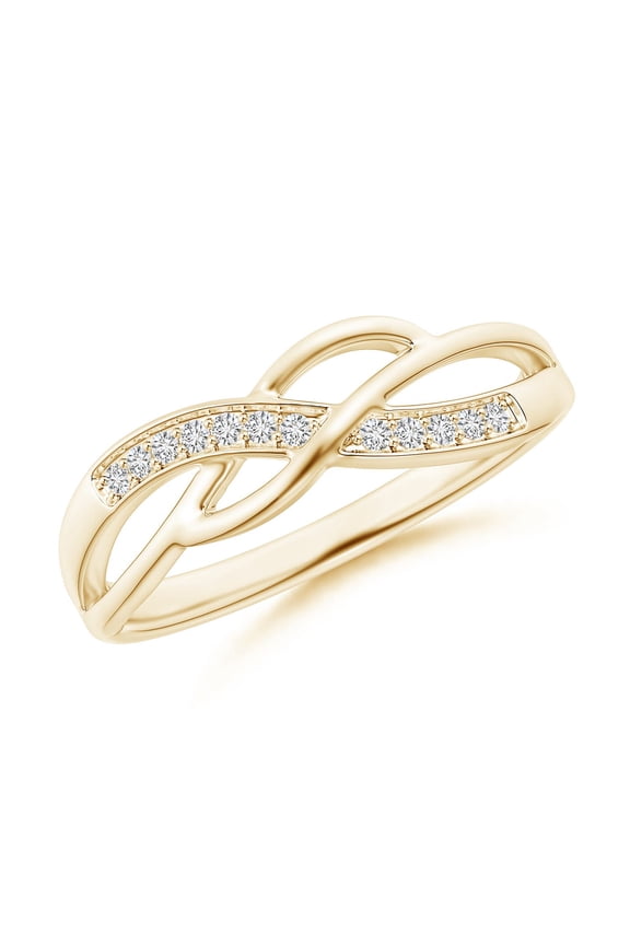 Natural Pave Set Diamond Multi-Row Crossover Band in 14K Yellow Gold for Women (Size-1.1mm| Color-H| Clarity-SI2) | April Birthstone, Anniversary, Jewelry Gift for Women | Natural Diamond Ring