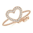 thumbnail image 1 of ANGARA Natural Pave-Set Diamond Open Heart Bolo Ring in 14K Rose Gold for Women (Size-0.9mm| Color-G| Clarity-VS2) | April Birthstone, Anniversary, Jewelry Gift for Women | Natural Diamond Ring, 1 of 9