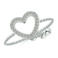 thumbnail image 1 of ANGARA Natural Pave-Set Diamond Open Heart Bolo Ring in 14K White Gold for Women (Size-0.9mm| Color-K| Clarity-I3) | April Birthstone, Anniversary, Jewelry Gift for Women | Natural Diamond Ring, 1 of 9