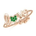thumbnail image 1 of ANGARA Natural Pave-Set Emerald Heart Love Bolo Ring in 14K Rose Gold for Women (Size-1.1mm) | May Birthstone, Birthday, Anniversary, Jewelry Gift for Women | Natural Emerald Ring, 1 of 9