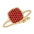 thumbnail image 1 of ANGARA Natural Pave-Set Ruby Cushion Bolo Ring in 14K Yellow Gold for Women (Size-1.2mm) | July Birthstone, Birthday, Anniversary, Jewelry Gift for Women | Natural Ruby Ring, 1 of 9