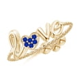 thumbnail image 1 of ANGARA Natural Pave-Set Sapphire Heart Love Bolo Ring in 14K Yellow Gold for Women (Size-1.1mm) | September Birthstone, Birthday, Anniversary, Jewelry Gift for Women | Natural Blue Sapphire Ring, 1 of 8
