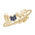 thumbnail image 1 of ANGARA Natural Pave-Set Sapphire Heart Love Bolo Ring in 14K Yellow Gold for Women (Size-1.1mm) | September Birthstone, Birthday, Anniversary, Jewelry Gift for Women | Natural Blue Sapphire Ring, 1 of 8