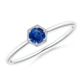 thumbnail image 1 of ANGARA Natural Pave Set Sapphire Hexagon Solitaire Ring with Milgrain in 14K White Gold for Women (Size-3.8mm) | September Birthstone, Anniversary, Jewelry Gift for Women | Natural Blue Sapphire Ring, 1 of 9