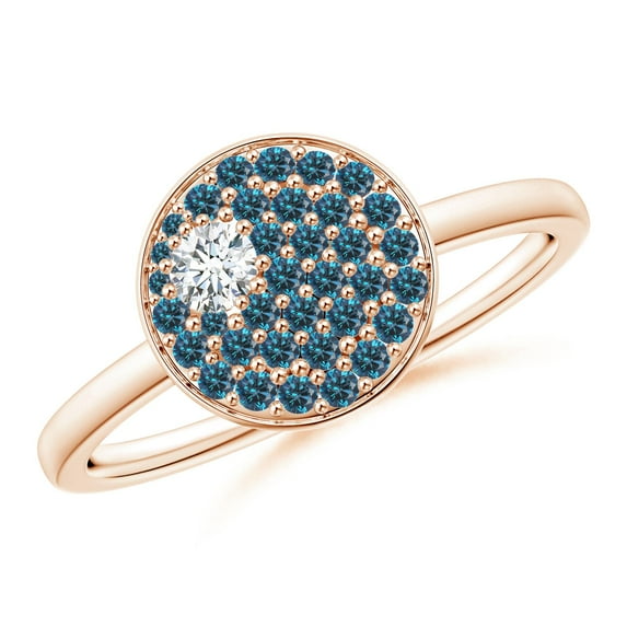 ANGARA Natural Pave-Set White & Blue Diamond Cluster Aries Cocktail Ring in 14K Rose Gold for Women (Size-3mm| Color-G| Clarity-VS2) | Anniversary, Jewelry Gift for Women | Natural Diamond Ring