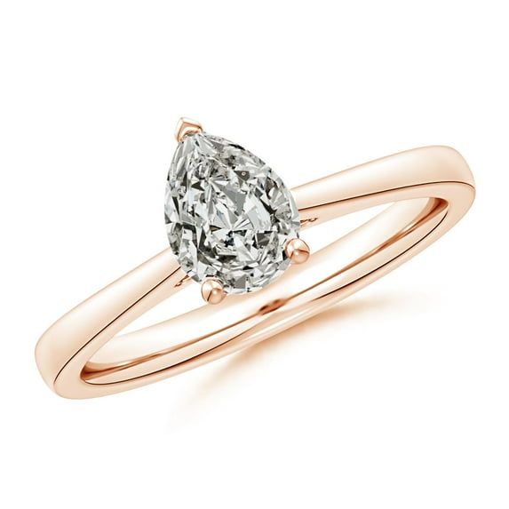 ANGARA Natural Pear 1 ct Diamond Engagement Ring in 14K Rose Gold for Women (Size-7.7x5.7mm| Color-K| Clarity-I3) | April Birthstone, Anniversary, Jewelry Gift for Women | Natural Diamond Ring