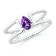thumbnail image 1 of ANGARA Natural Pear Amethyst Solitaire Parallel Split Shank Ring in 14K White Gold for Women (Size-6x4mm) | February Birthstone, Birthday, Anniversary, Jewelry Gift for Women | Natural Amethyst Ring, 1 of 8