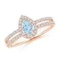 thumbnail image 1 of ANGARA Natural Pear Aquamarine and Diamond Halo Split Shank Ring in 14K Rose Gold for Women (Size-6x4mm) | March Birthstone, Birthday, Anniversary, Jewelry Gift for Women | Natural Aquamarine Ring, 1 of 8