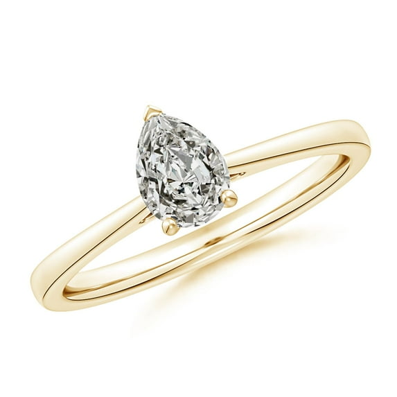ANGARA Natural Pear Diamond Engagement Ring in 14K Yellow Gold for Women (Size-7x5mm| Color-K| Clarity-I3) | April Birthstone, Anniversary, Jewelry Gift for Women | Natural Diamond Ring