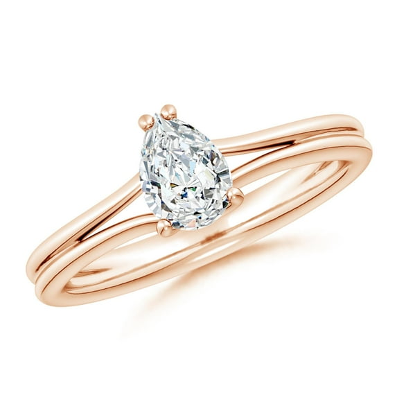 ANGARA Natural Pear Diamond Solitaire Engagement Ring in 14K Rose Gold for Women (Size-7x5mm| Color-G| Clarity-VS2) | April Birthstone, Anniversary, Jewelry Gift for Women | Natural Diamond Ring