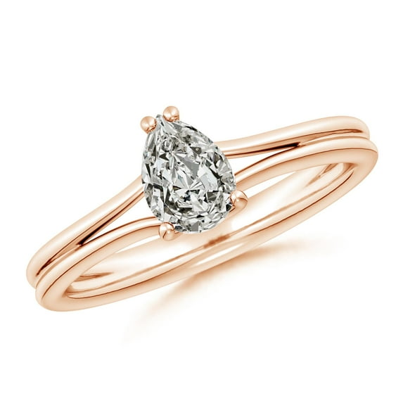 ANGARA Natural Pear Diamond Solitaire Engagement Ring in 14K Rose Gold for Women (Size-7x5mm| Color-K| Clarity-I3) | April Birthstone, Anniversary, Jewelry Gift for Women | Natural Diamond Ring