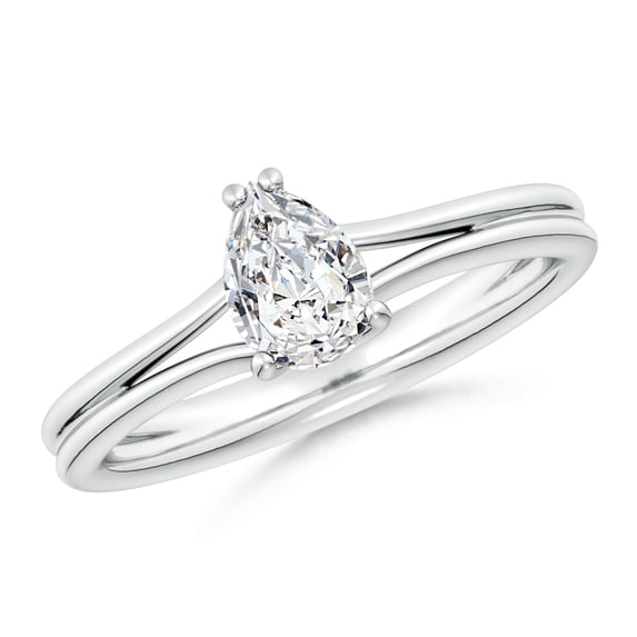 ANGARA Natural Pear Diamond Solitaire Engagement Ring in 14K White Gold for Women (Size-7x5mm| Color-H| Clarity-SI2) | April Birthstone, Anniversary, Jewelry Gift for Women | Natural Diamond Ring