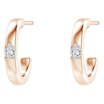 ANGARA Natural Pear Diamond Solitaire Hoop Earrings in 14K Rose Gold for Women (Size-3x2mm| Color-G| Clarity-VS2) | April Birthstone, Anniversary, Jewelry Gift for Women | Natural Diamond Earrings
