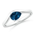 thumbnail image 1 of ANGARA Natural Pear London Blue Topaz Wave Shank Solitaire Ring in 14K White Gold for Women (Size-7x5mm) | November Birthstone, Anniversary, Jewelry Gift for Women | Natural London Blue Topaz Ring, 1 of 10