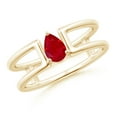 thumbnail image 1 of ANGARA Natural Pear Ruby Solitaire Parallel Split Shank Ring in 14K Yellow Gold for Women (Size-6x4mm) | July Birthstone, Birthday, Anniversary, Jewelry Gift for Women | Natural Ruby Ring, 1 of 8