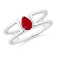 thumbnail image 1 of ANGARA Natural Pear Ruby Solitaire Parallel Split Shank Ring in 14K White Gold for Women (Size-6x4mm) | July Birthstone Jewelry for Her, 1 of 9