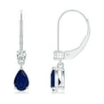 thumbnail image 1 of ANGARA Natural Pear Sapphire Leverback Drop Earrings with Diamond in 14K White Gold for Women (Size-6x4mm) | September Birthstone, Anniversary, Jewelry Gift for Women | Natural Blue Sapphire Earrings, 1 of 9