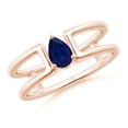 thumbnail image 1 of ANGARA Natural Pear Sapphire Solitaire Parallel Split Shank Ring in 14K Rose Gold for Women (Size-6x4mm) | September Birthstone, Anniversary, Jewelry Gift for Women | Natural Blue Sapphire Ring, 1 of 9