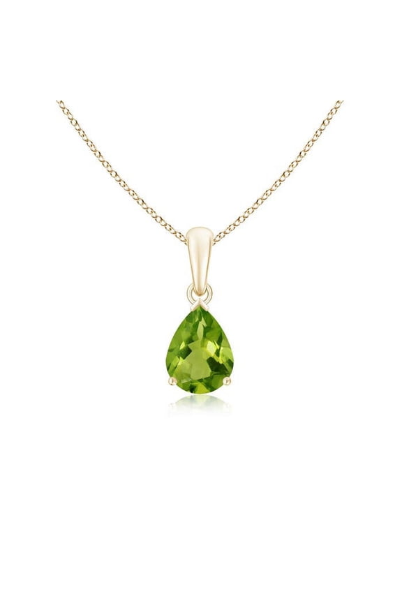 Natural Pear-Shaped 1.1 ct Peridot Solitaire Pendant in 14K Yellow Gold for Women (Size-8x6mm) | August Birthstone, Birthday, Anniversary, Jewelry Gift for Women | Natural Peridot Necklace