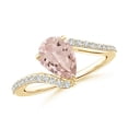thumbnail image 1 of ANGARA Natural Pear-Shaped 1.15 ct Morganite Bypass Ring with Diamond Accents in 14K Yellow Gold for Women | Birthday, Anniversary, Jewelry Gift for Women | Natural Morganite Ring, 1 of 10