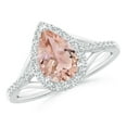 thumbnail image 1 of ANGARA Natural Pear-Shaped 1.15 ct Morganite Ring with Diamond Halo in 14K White Gold for Women | Birthday, Anniversary, Jewelry Gift for Women | Natural Morganite Ring, 1 of 9