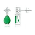 thumbnail image 1 of ANGARA Natural Pear-Shaped 1.2 ct Emerald Drop Earrings with Diamonds in 14K White Gold for Women (Size-7x5mm) | May Birthstone, Anniversary, Jewelry Gift for Women | Natural Emerald Earrings, 1 of 7