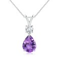 thumbnail image 1 of ANGARA Natural Pear-Shaped 1.5 ct Amethyst V-Bale Pendant in 14K White Gold for Women (Size-9x7mm) | February Birthstone, Birthday, Anniversary, Jewelry Gift for Women | Natural Amethyst Necklace, 1 of 9