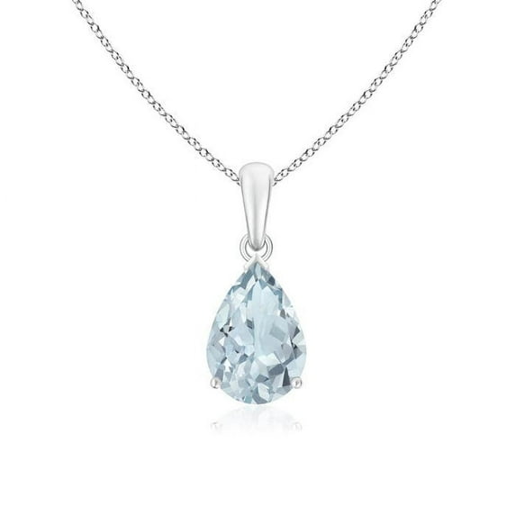 ANGARA Natural Pear-Shaped 1.6 ct Aquamarine Solitaire Pendant in Platinum for Women (Size-10x7mm) | March Birthstone, Birthday, Anniversary, Jewelry Gift for Women | Natural Aquamarine Necklace