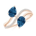 thumbnail image 1 of ANGARA Natural Pear-Shaped 1.6 ct London Blue Topaz Two-Stone Bypass Ring in 14K Rose Gold for Women (Size-7x5mm) | November Birthstone Jewelry for Women | London Blue Topaz Ring (Ring Size - 7.5), 1 of 10