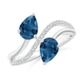 thumbnail image 1 of ANGARA Natural Pear-Shaped 1.6 ct London Blue Topaz Two-Stone Bypass Ring in 14K White Gold for Women (Size-7x5mm) | November Birthstone Jewelry for Women | London Blue Topaz Ring (Ring Size - 4), 1 of 10