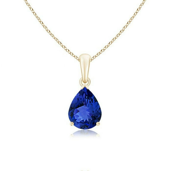 ANGARA Natural Pear-Shaped 1.65 ct Tanzanite Solitaire Pendant in 14K Yellow Gold for Women (Size-9x7mm) | December Birthstone, Anniversary, Jewelry Gift for Women | Natural Tanzanite Necklace
