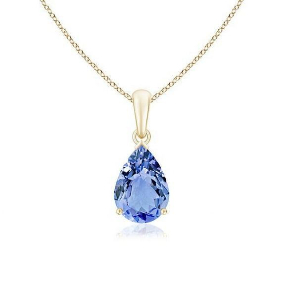 ANGARA Natural Pear-Shaped 1.95 ct Tanzanite Solitaire Pendant in 14K Yellow Gold for Women (Size-10x7mm) | December Birthstone, Anniversary, Jewelry Gift for Women | Natural Tanzanite Necklace