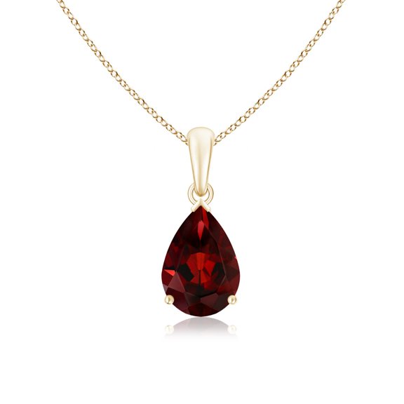 ANGARA Natural Pear-Shaped 2.1 ct Garnet Solitaire Pendant in 14K Yellow Gold for Women (Size-10x7mm) | January Birthstone, Birthday, Anniversary, Jewelry Gift for Women | Natural Garnet Necklace