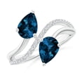 thumbnail image 1 of ANGARA Natural 2.5 ct London Blue Topaz Two-Stone Bypass Ring in 14K White Gold for Women (Size-8x6mm) | November Birthstone, Anniversary, Jewelry Gift for Women | Natural London Blue Topaz Ring, 1 of 10